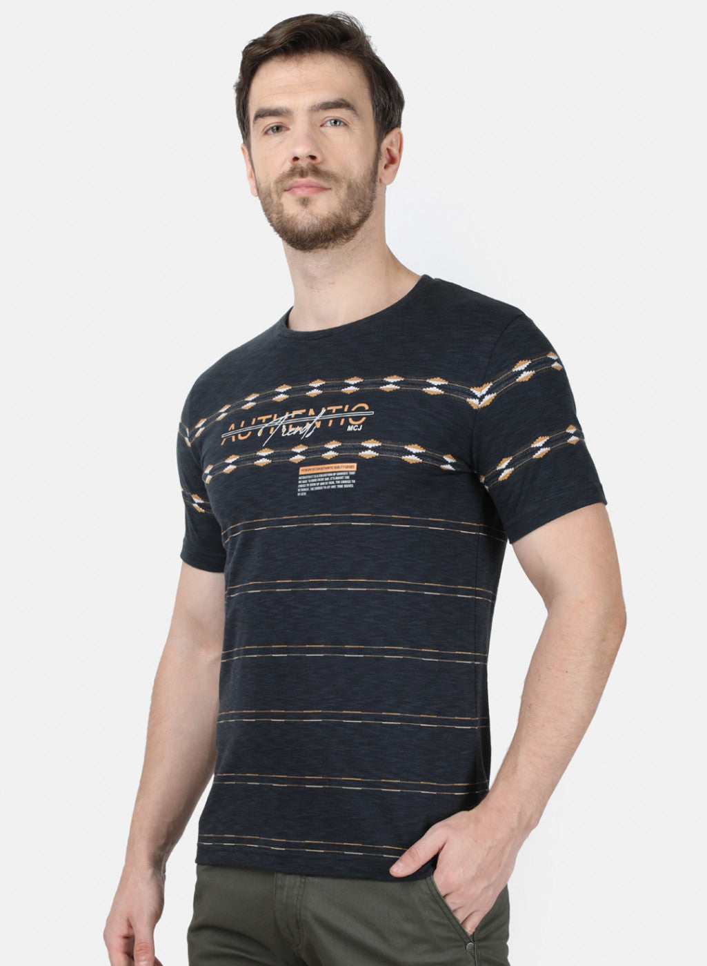 Mens Dark Grey Jaquard T-Shirt