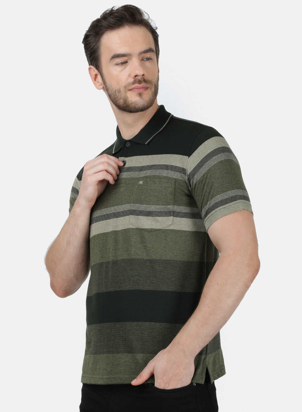 Mens Olive Stripe T-Shirt