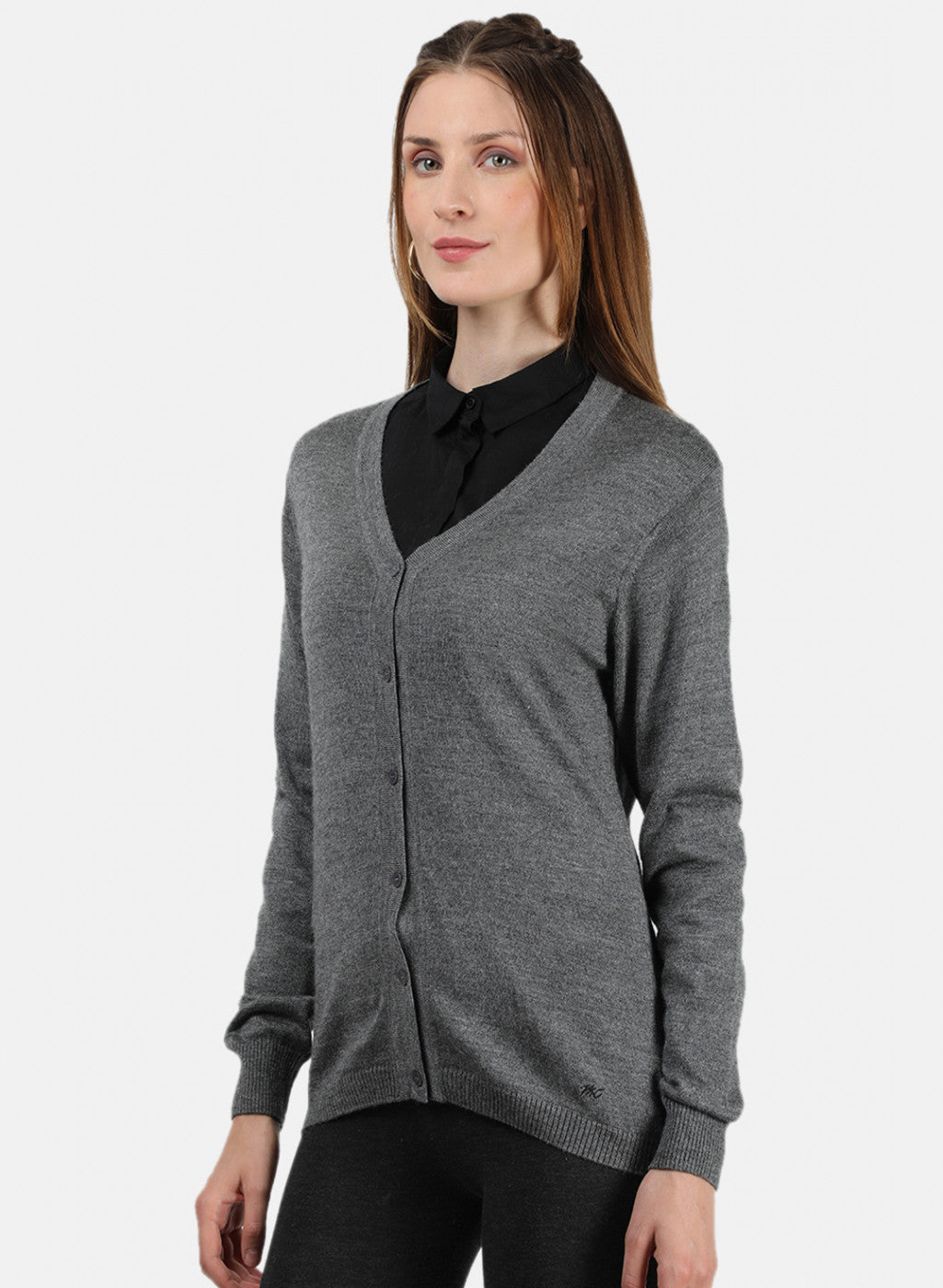 Women Grey Solid Cardigan