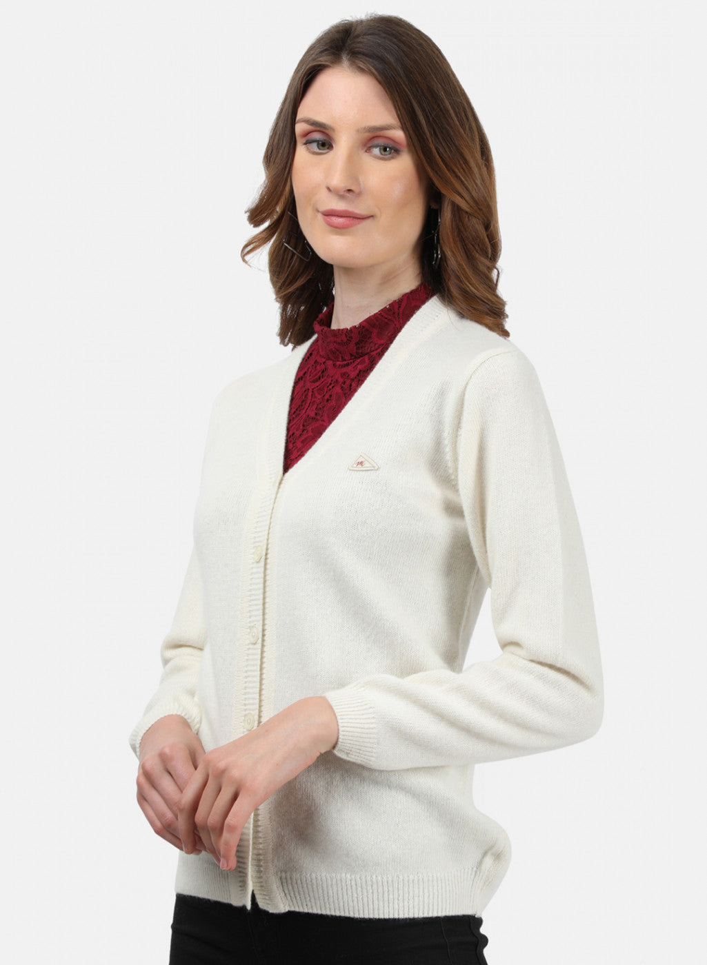 Women White Solid Cardigan