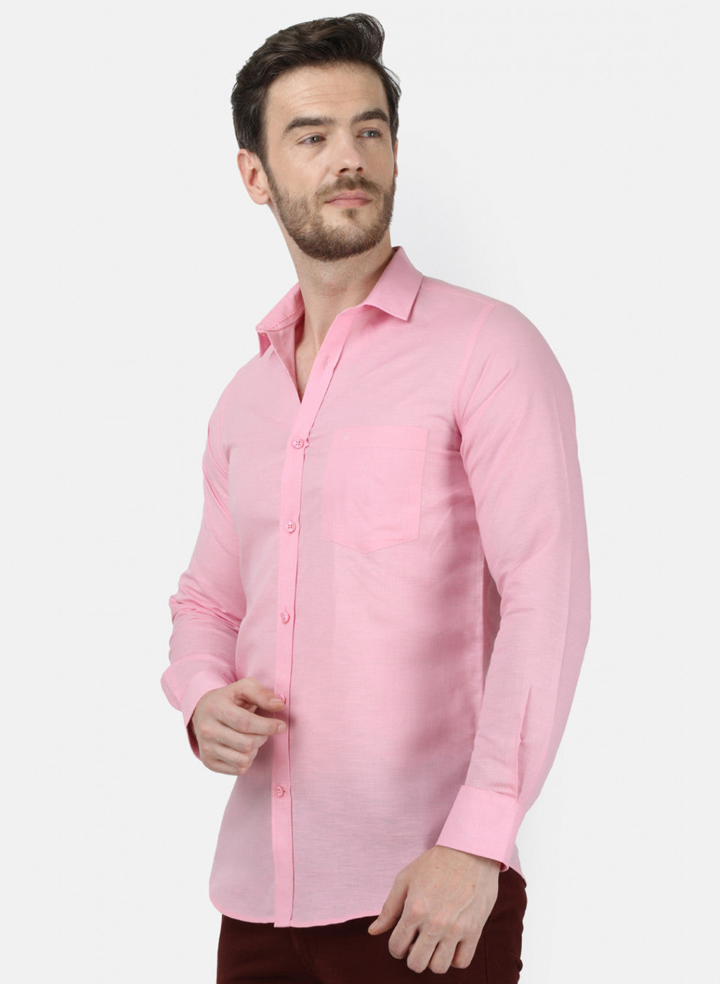 Mens Pink Solid Shirt