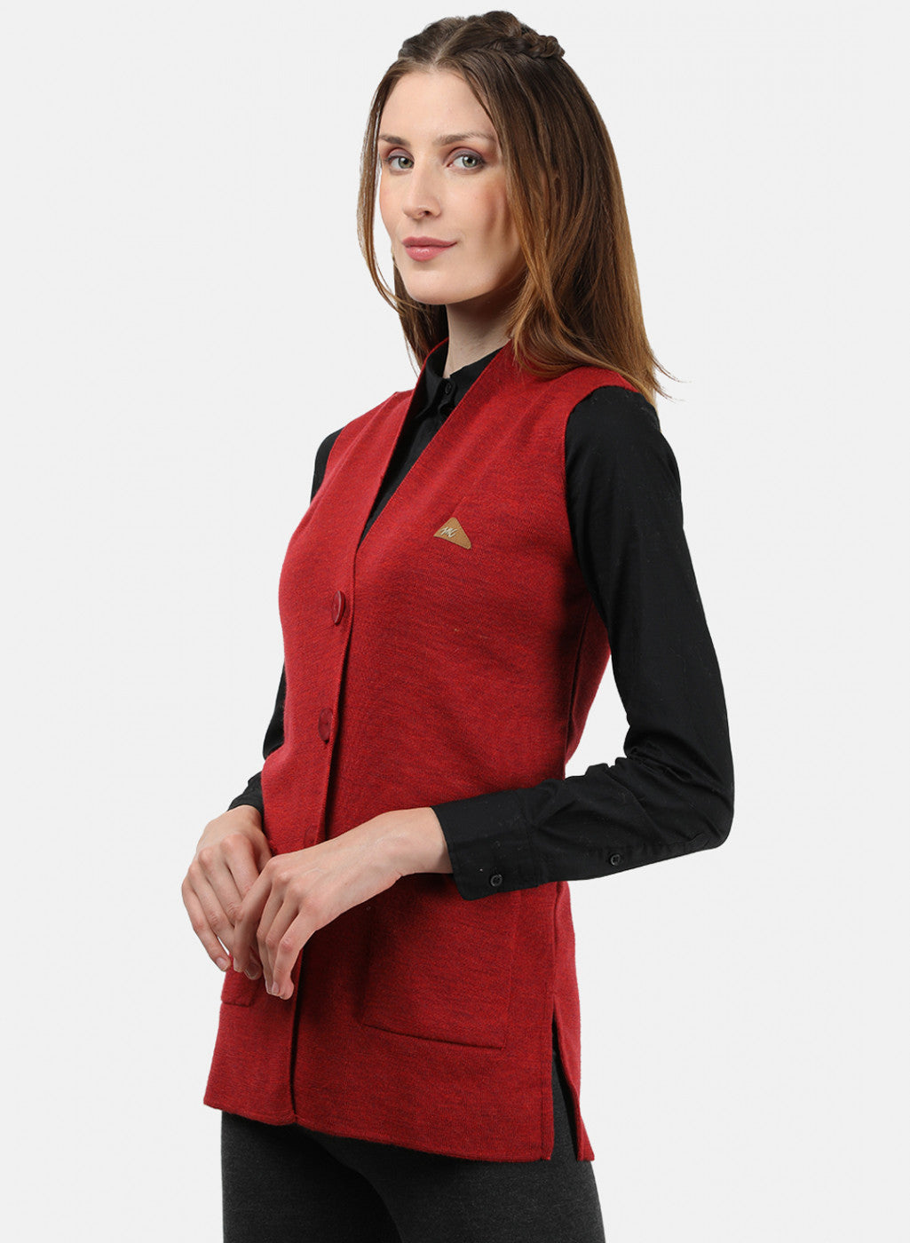 Women Red Solid Cardigan