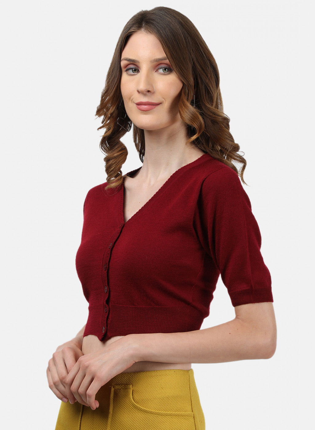 Women Maroon Solid Blouse