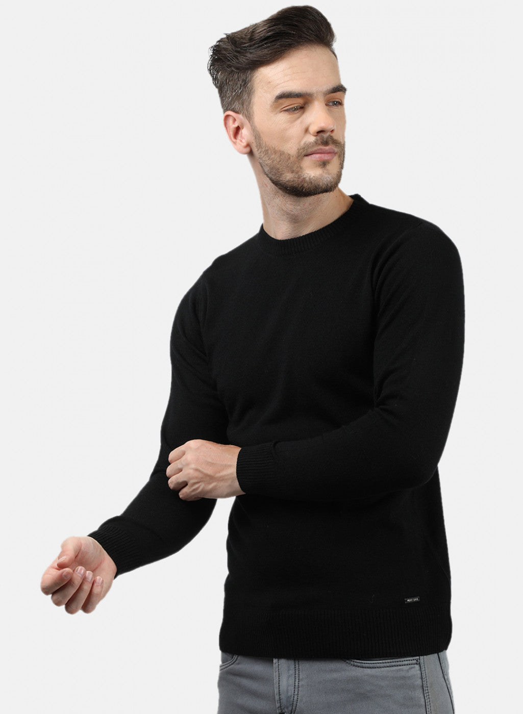 Men Black Solid Pullover