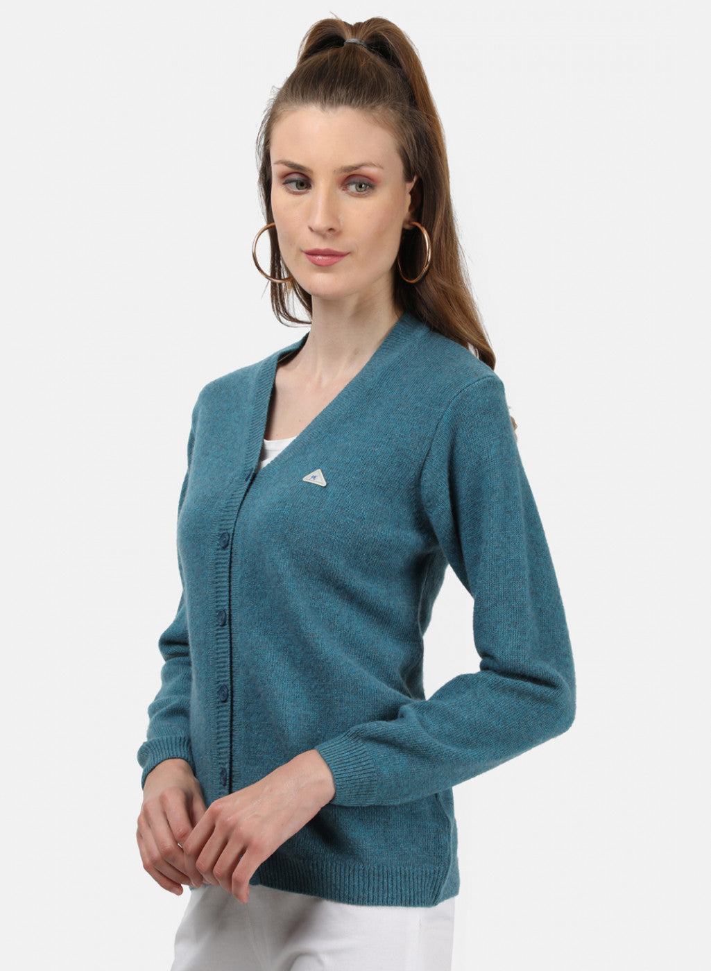 Women Blue Solid Cardigan