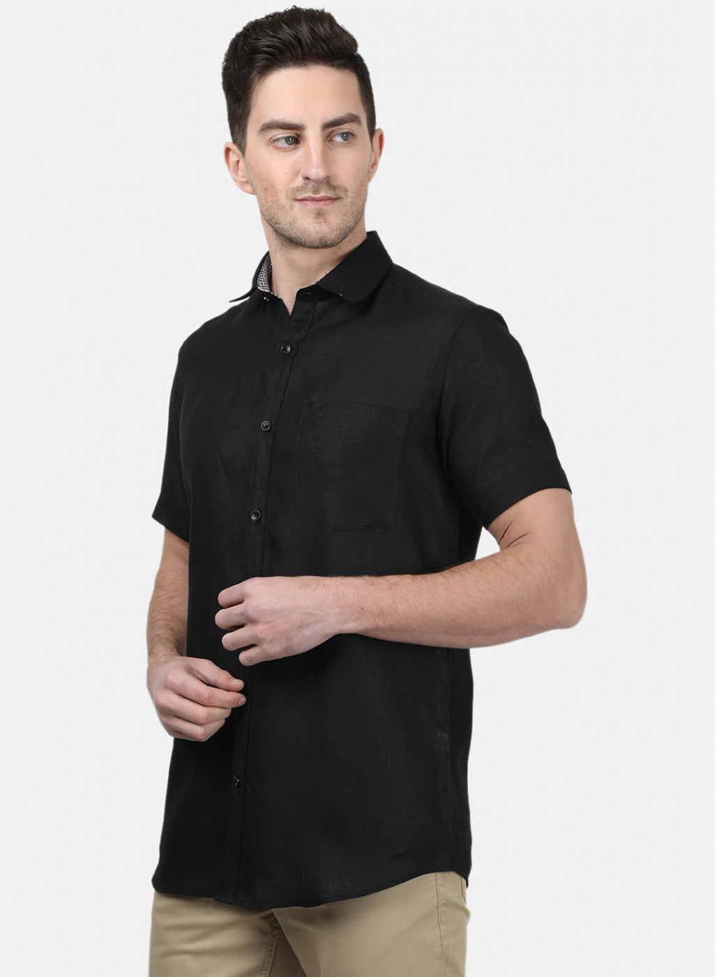 Mens Black Solid Shirts