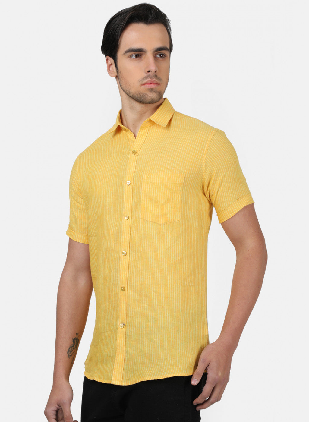 Men Yellow Stripe Shirts