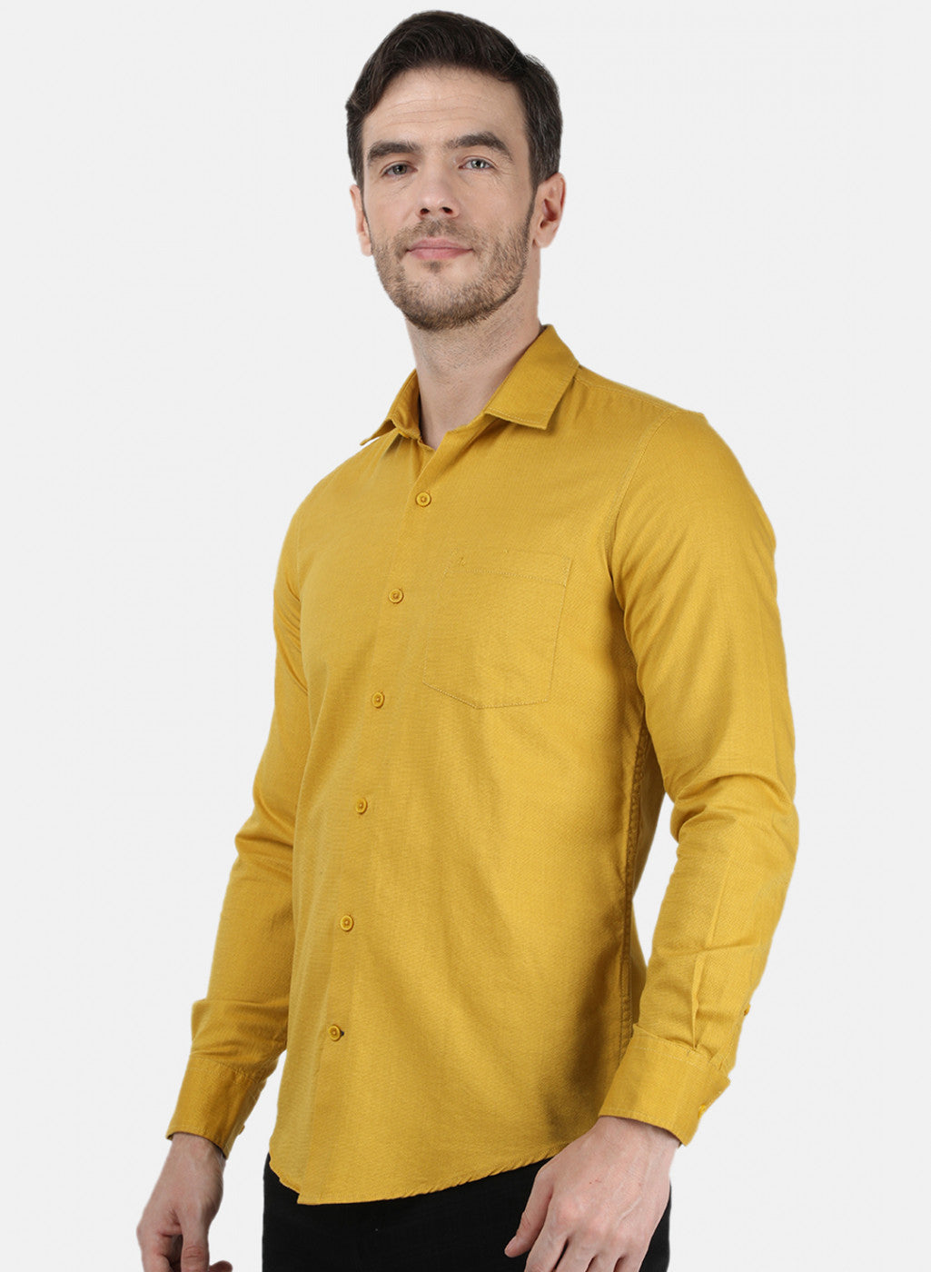 Mens Mustard Solid Shirt