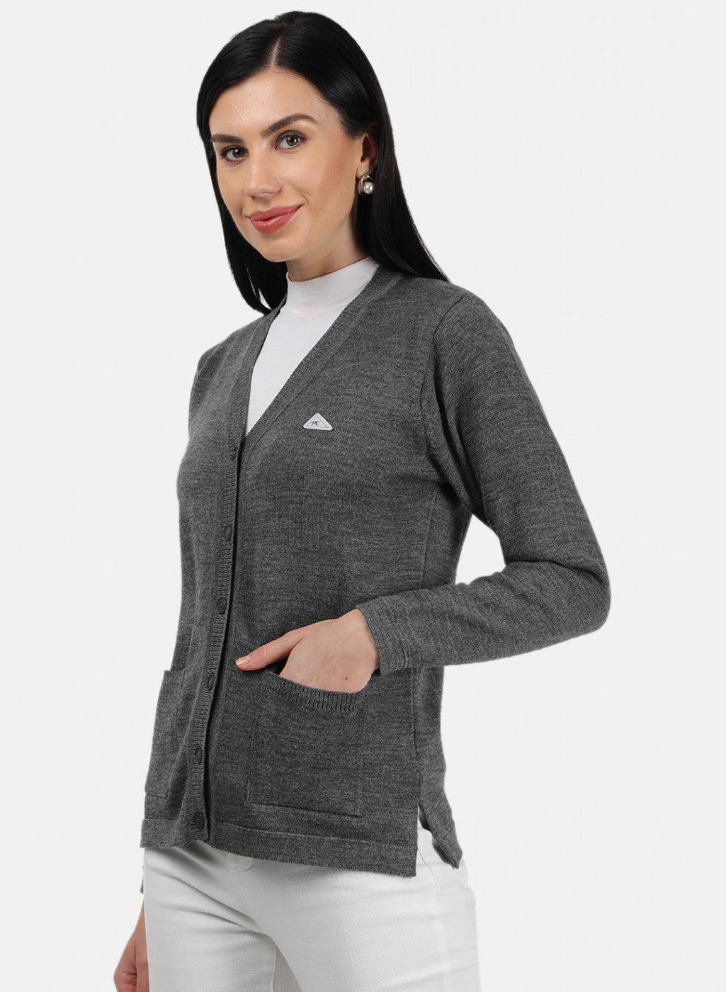 Women Grey Solid Cardigan