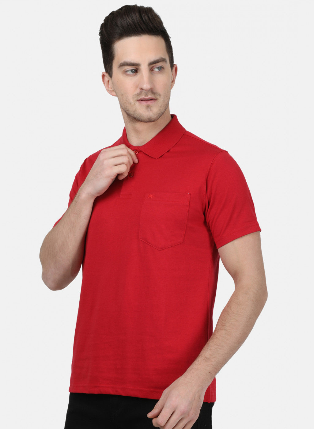 Mens Red Plain T-Shirt