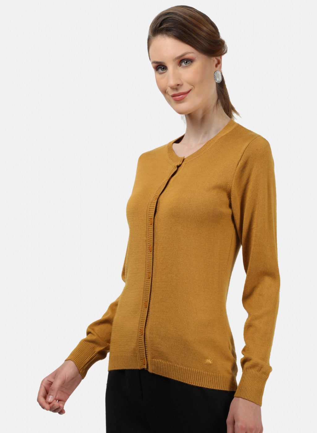 Women Yellow Solid Cardigan