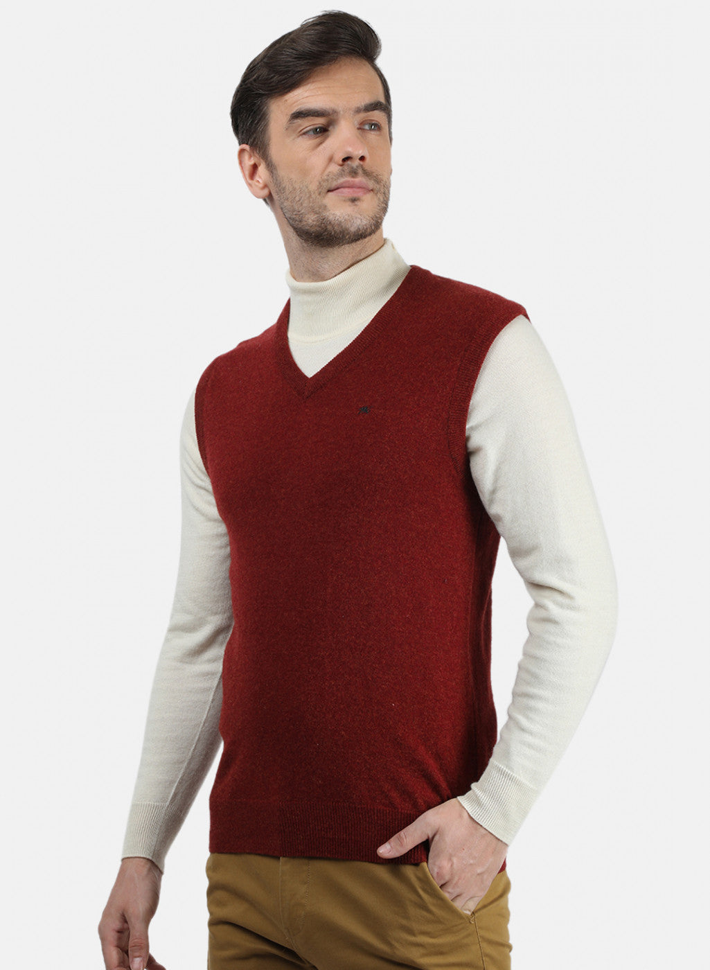 Men Maroon Solid Sweater