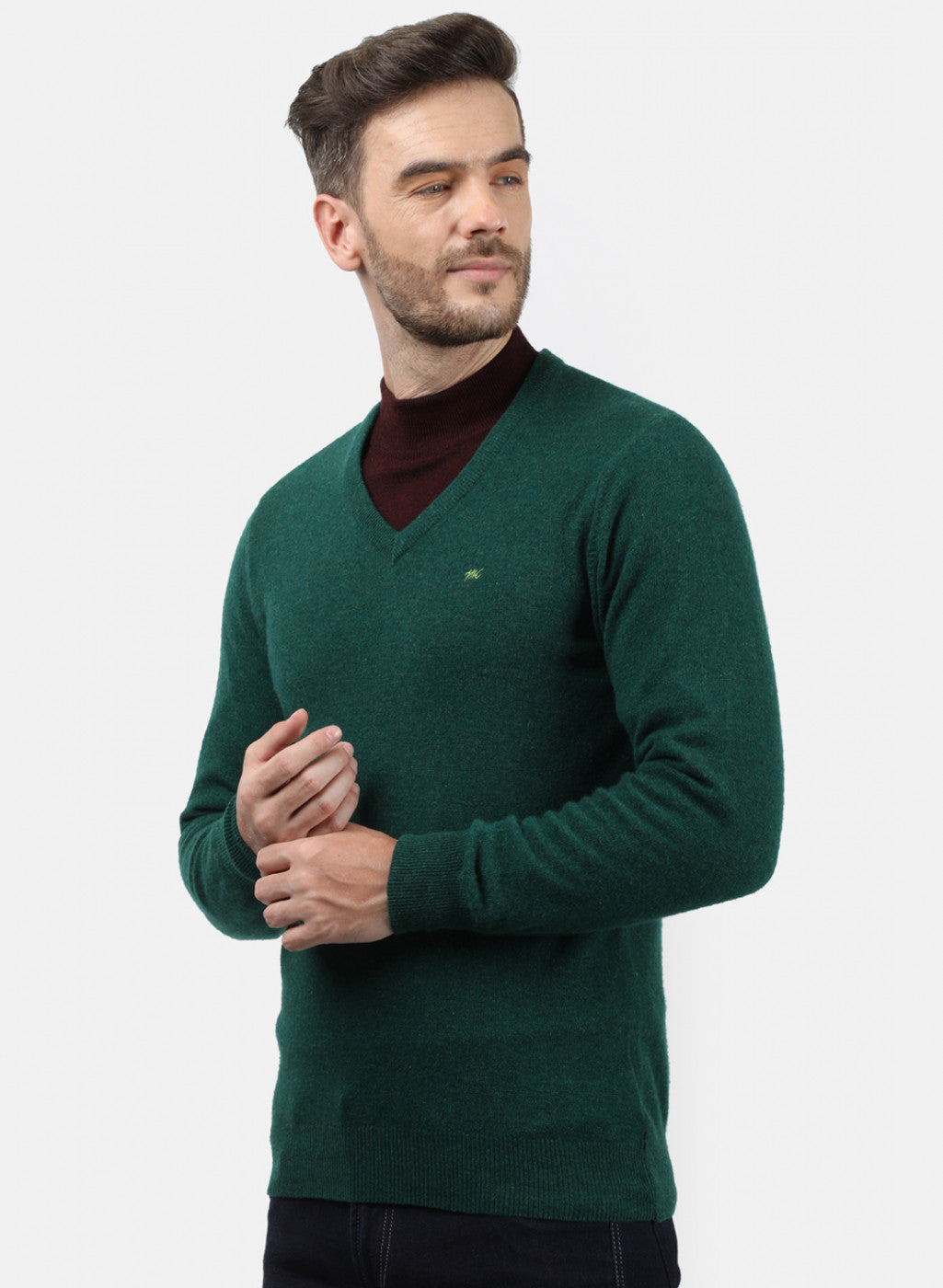 Men Green Solid Pullover