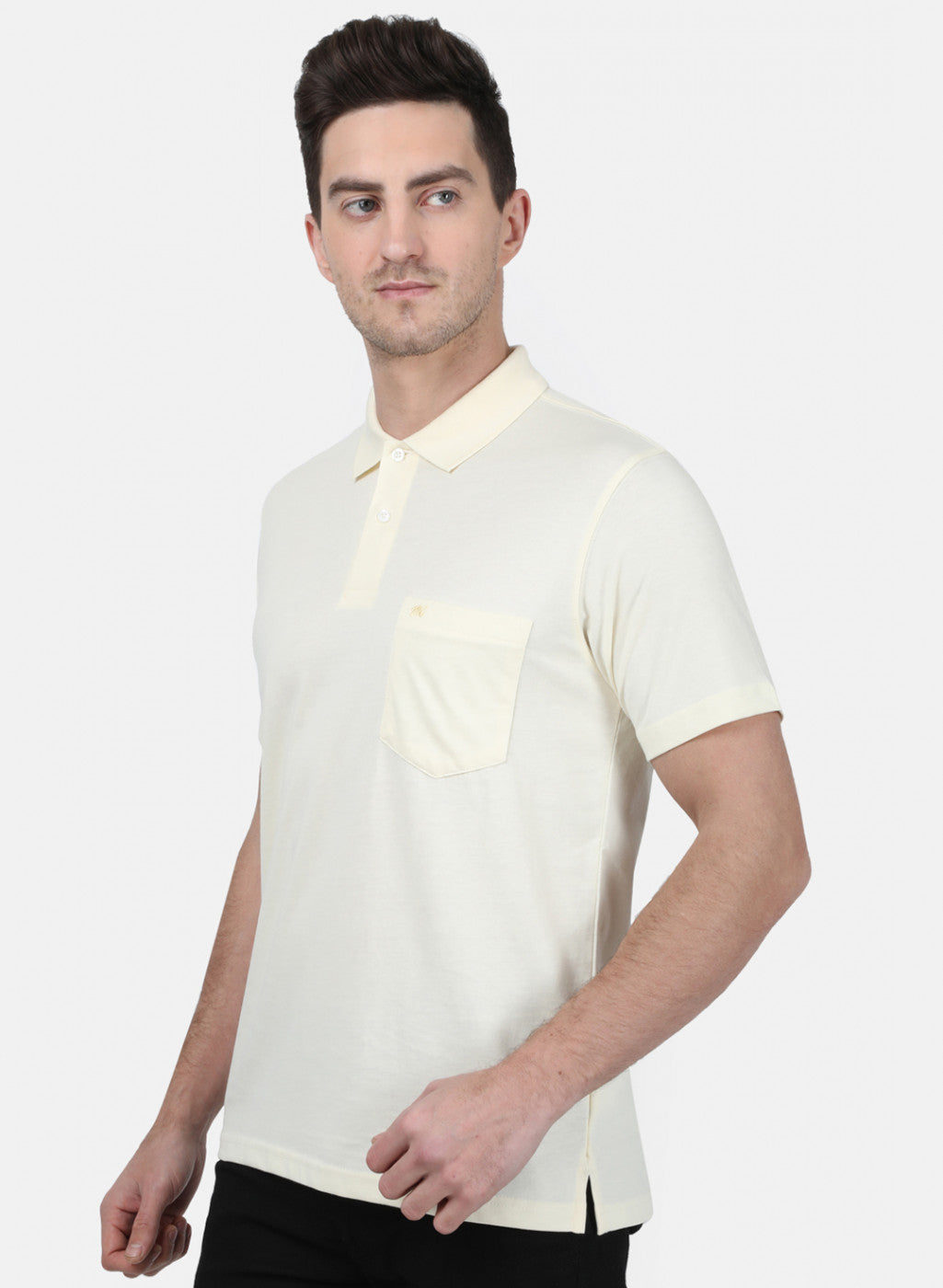 Mens Cream Plain T-Shirt