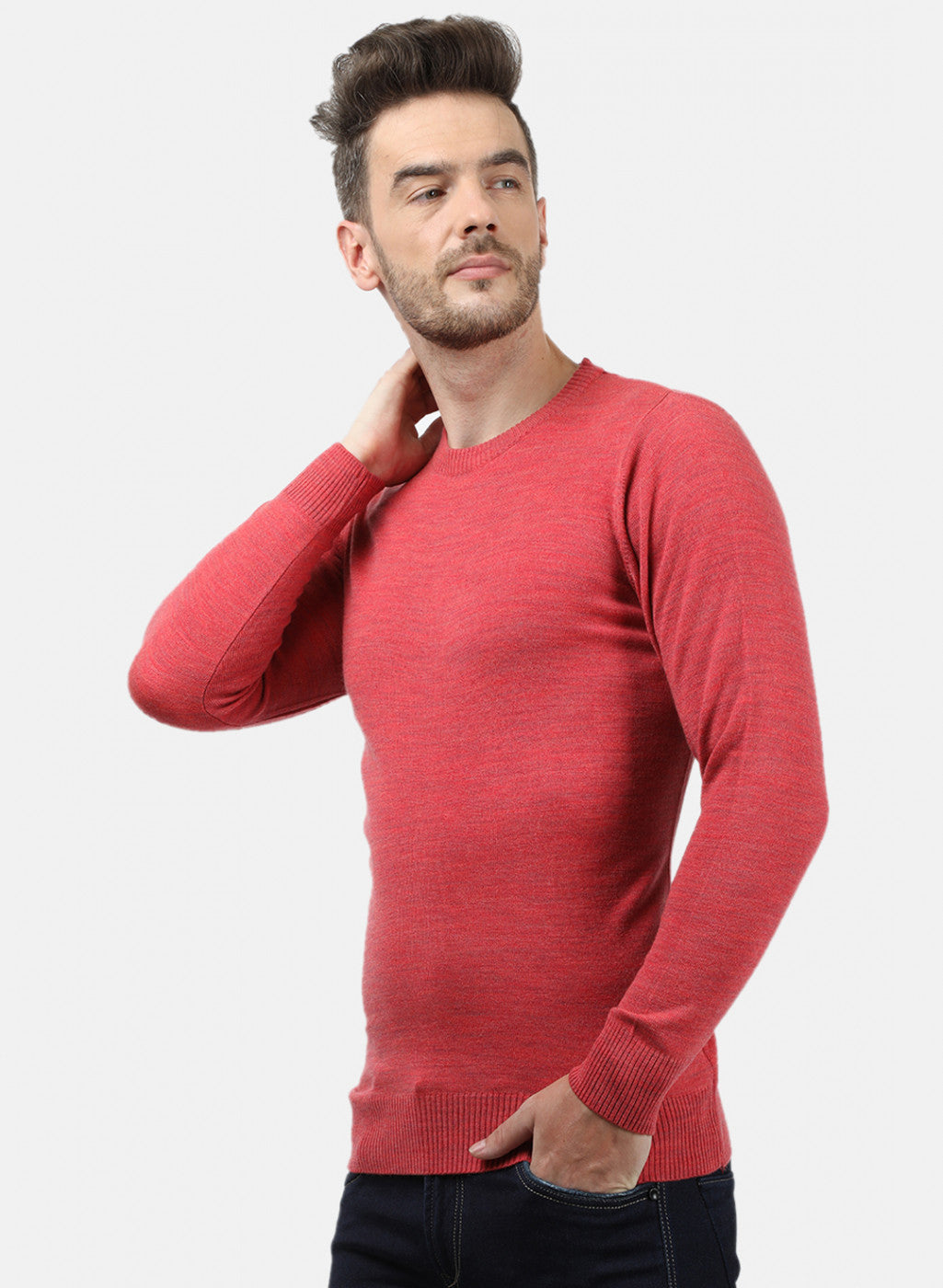 Men Red Solid Pullover