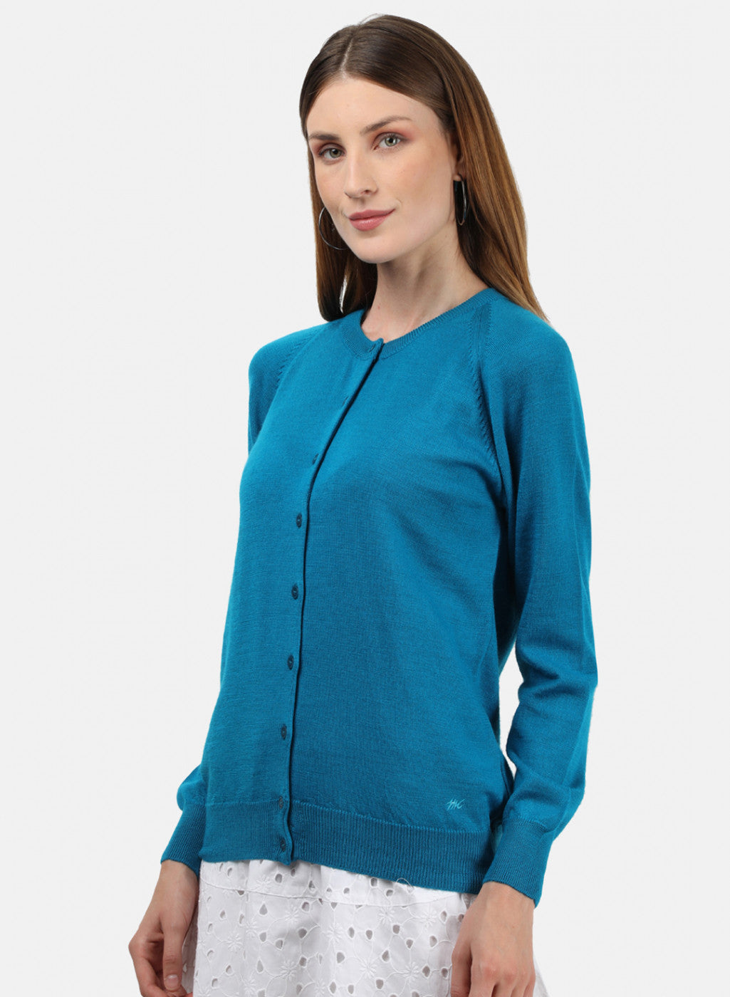 Women Blue Solid Cardigan