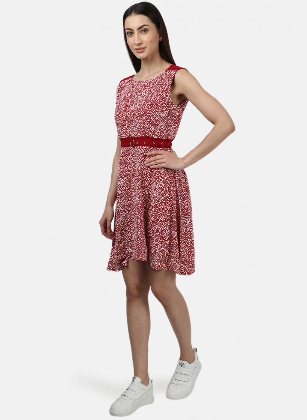 Womens Red Printed Dress