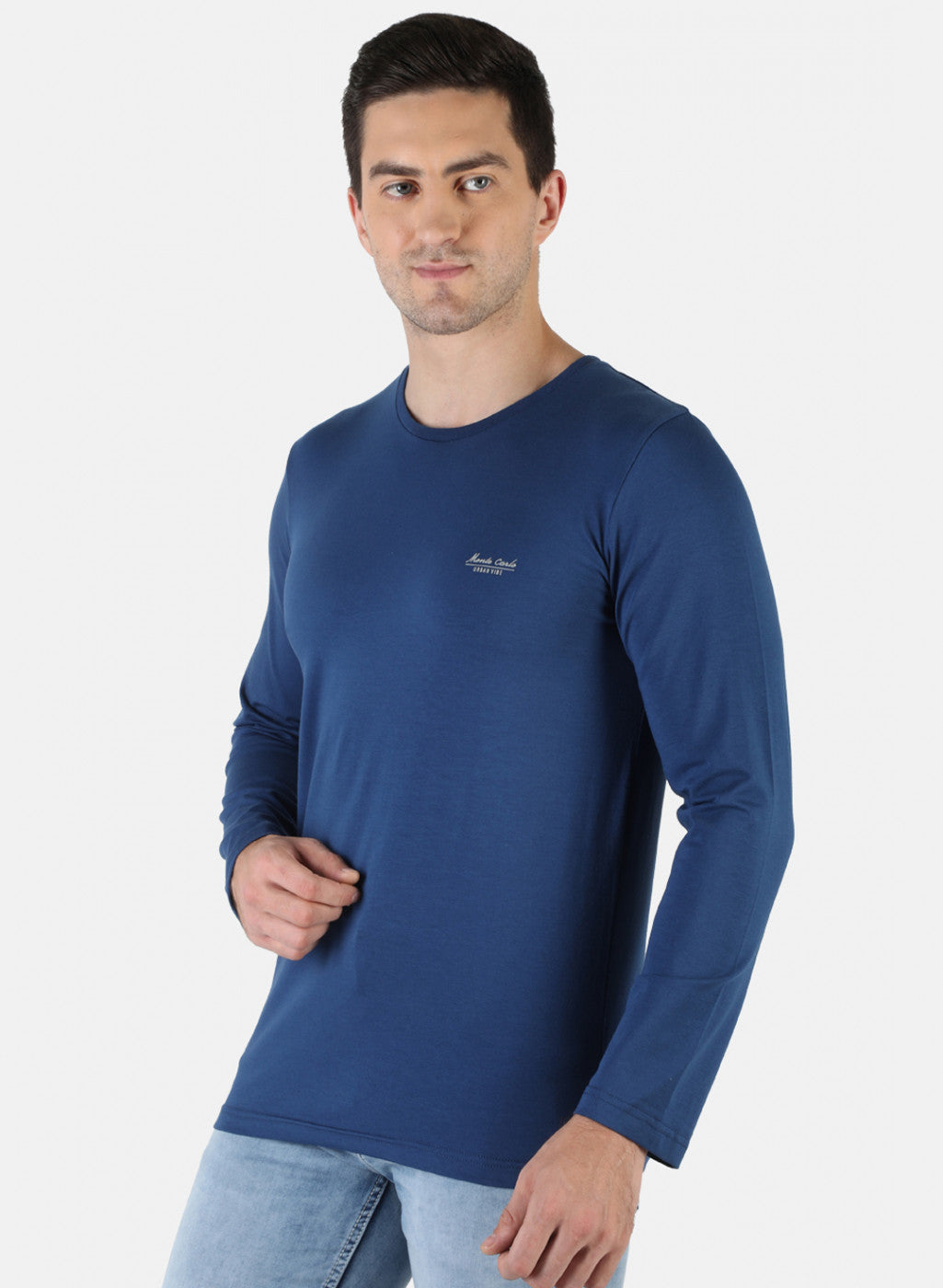 Men Blue Plain T-Shirt