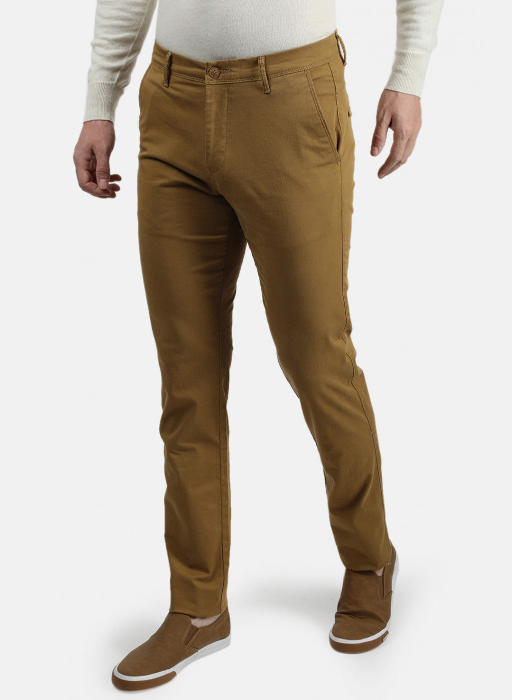 Men Khaki Plain Trouser