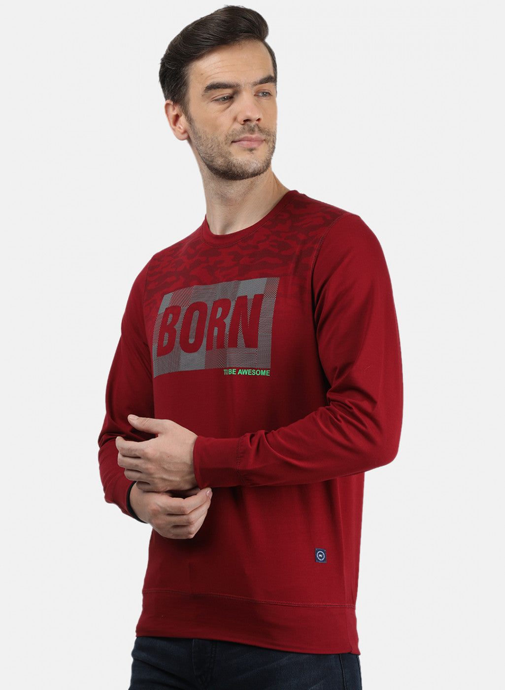 Men Maroon Printed T-Shirt