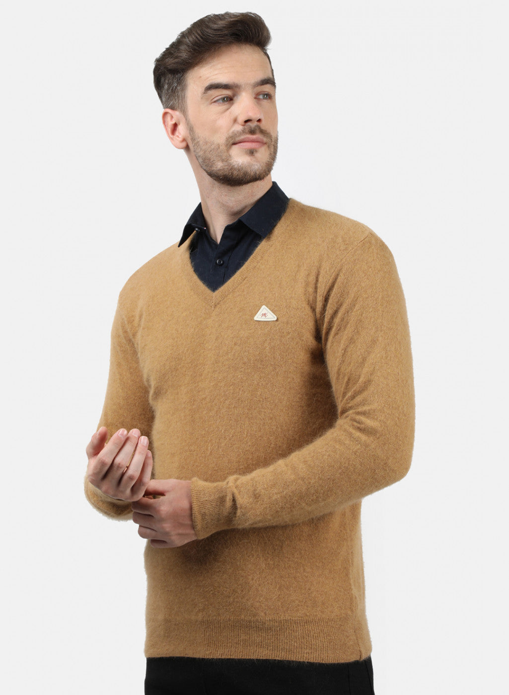 Men Brown Solid Pullover