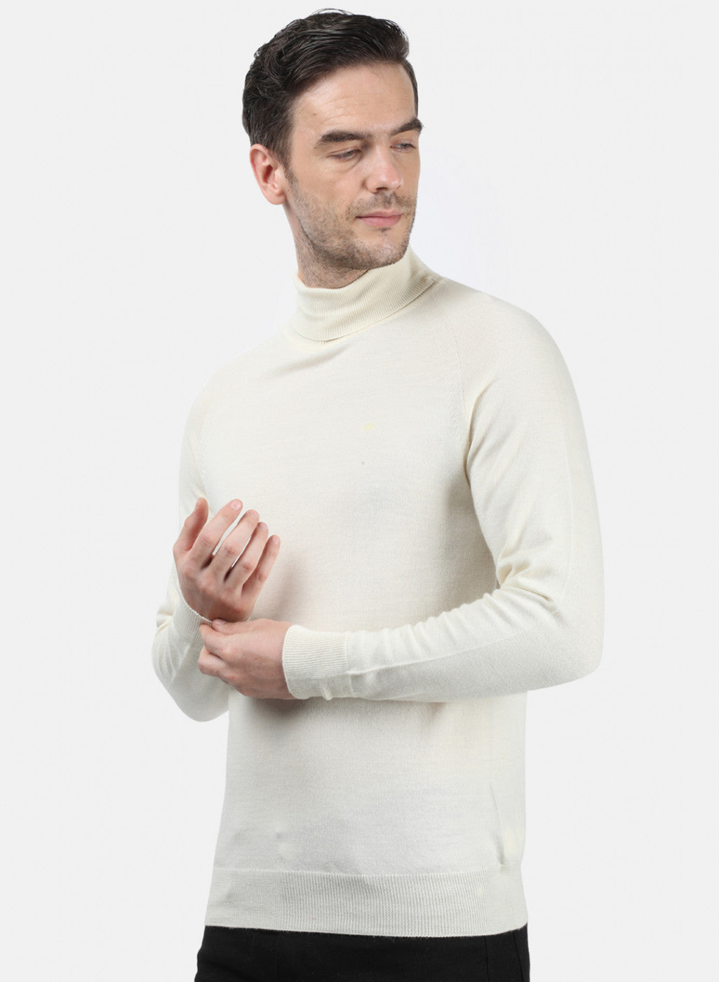 Men Cream Solid Pullover