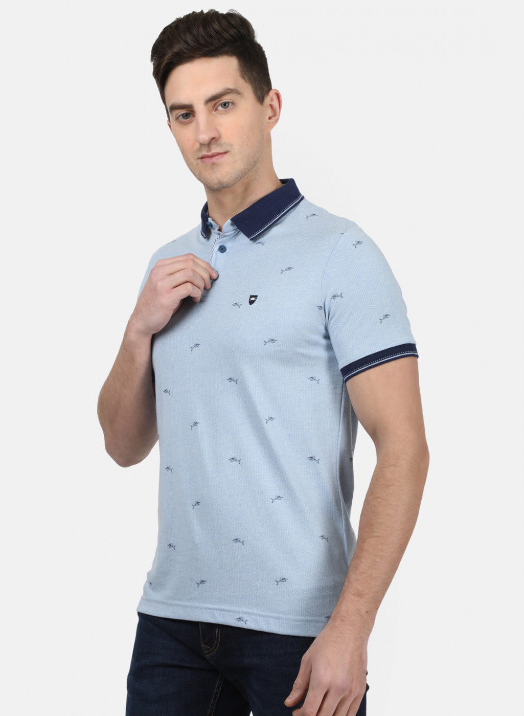 Mens Sky Blue Printed T-Shirt