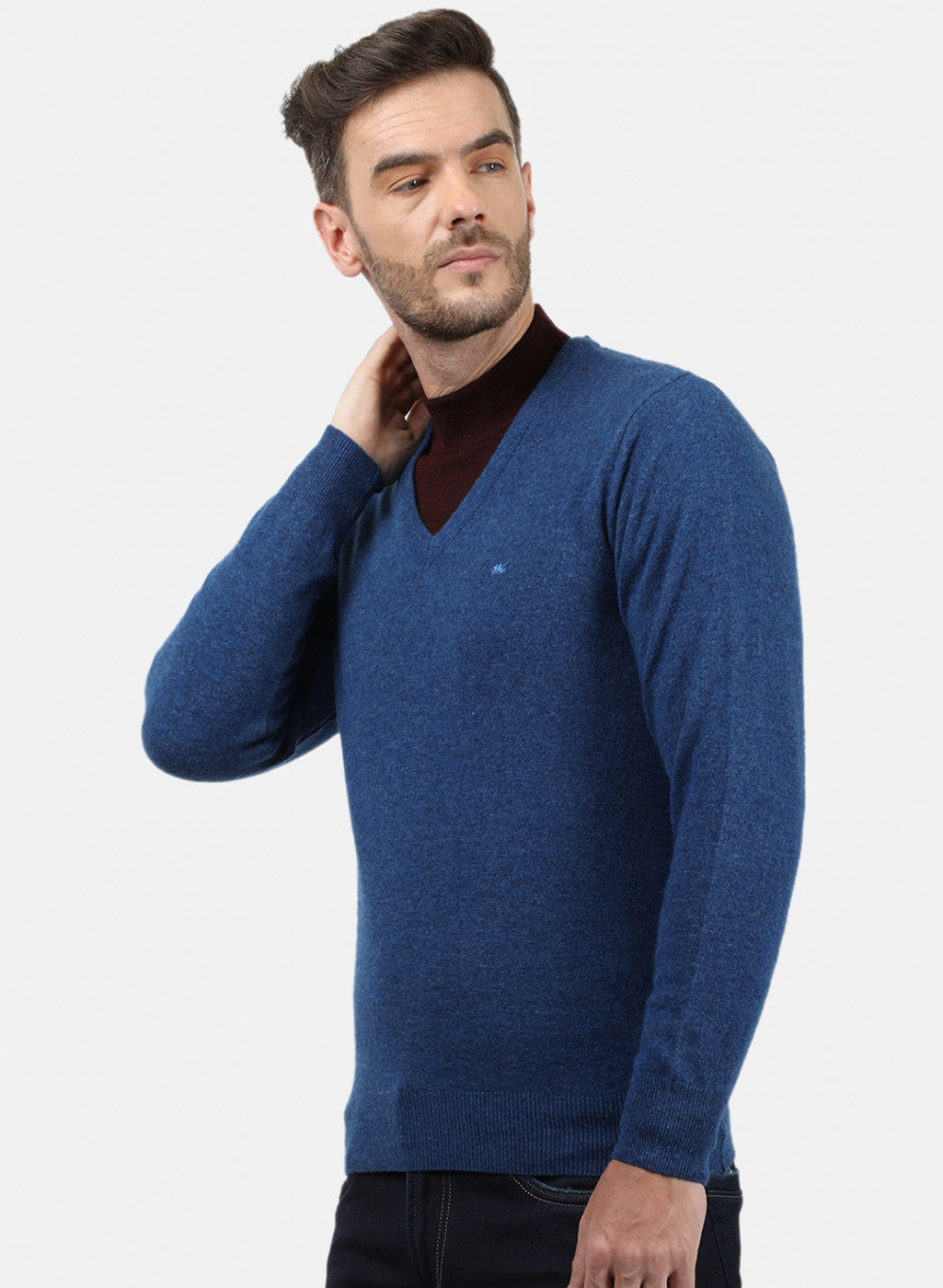 Men Blue Solid Pullover