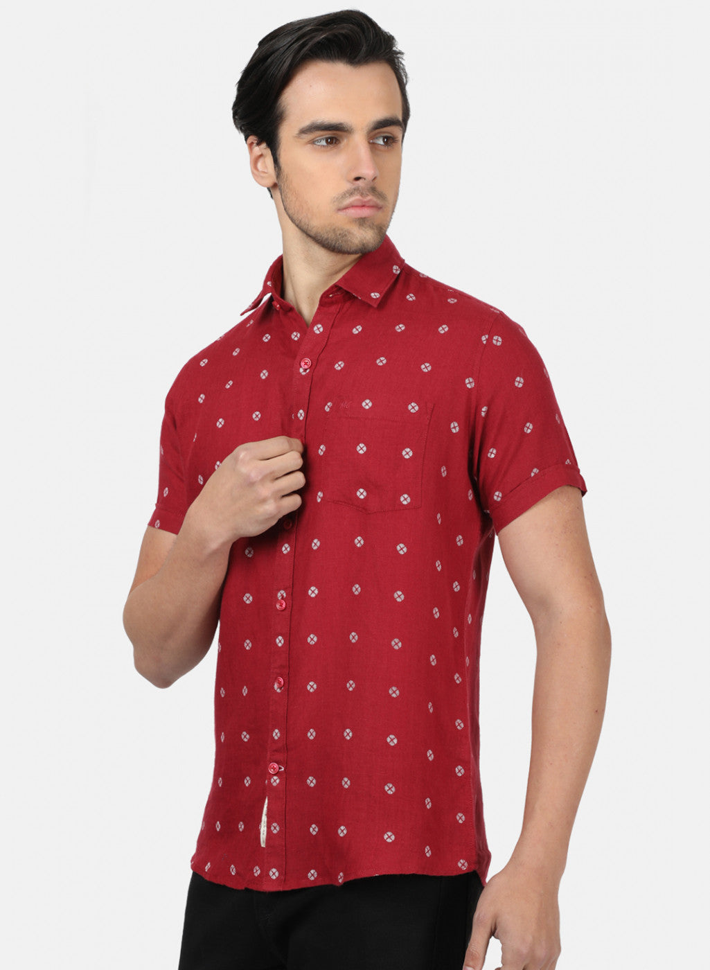 Men Maroon Printed Shirts