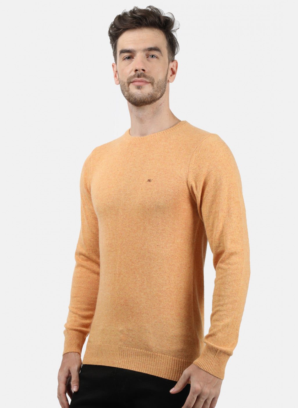 Men Orange Solid Pullover