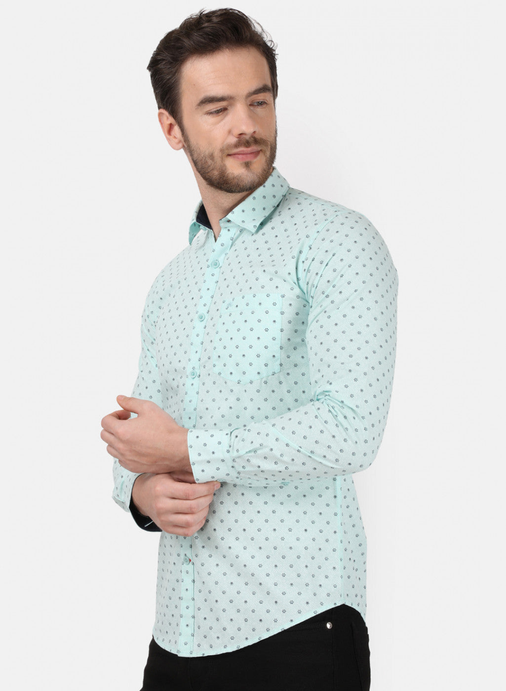 Mens Green Printed Shirt