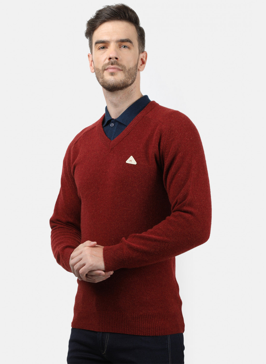 Men Maroon Solid Pullover