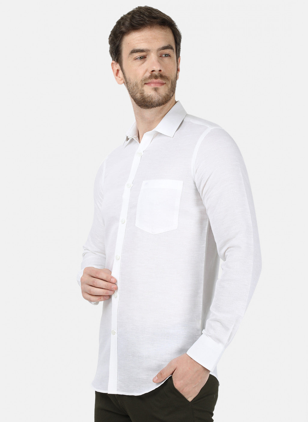 Mens White Solid Shirt