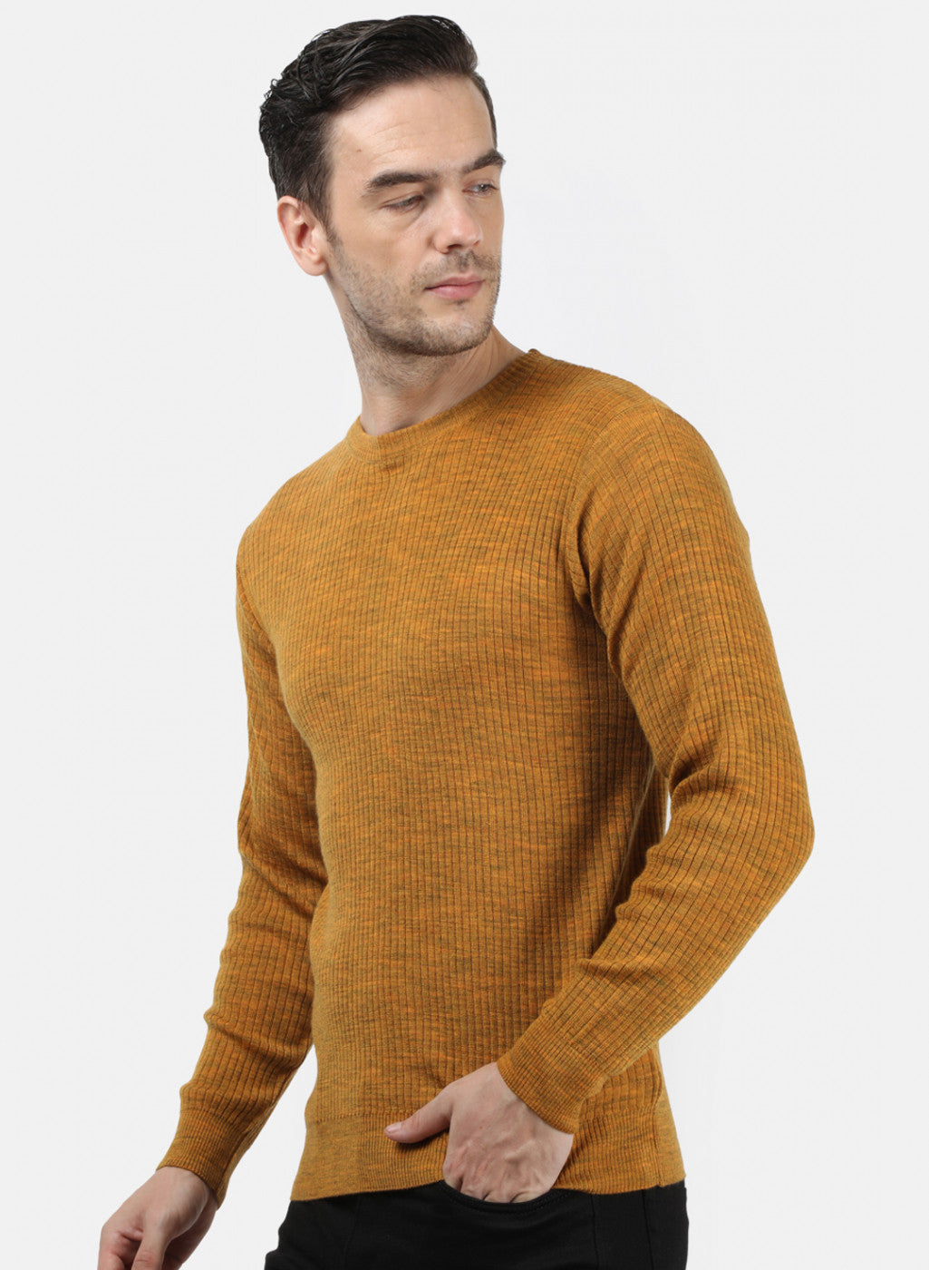 Men Yellow Solid Pullover