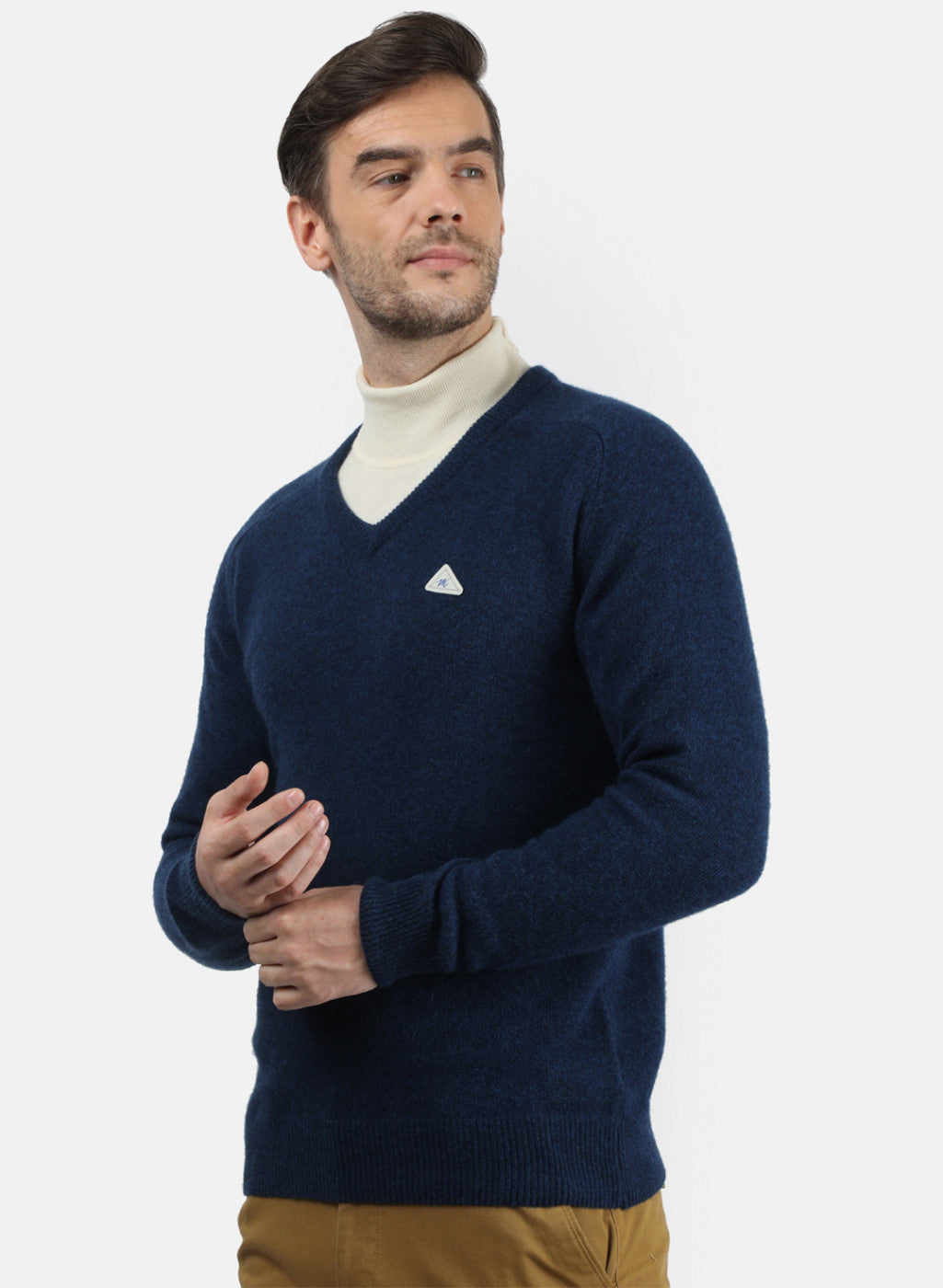 Men Blue Solid Pullover