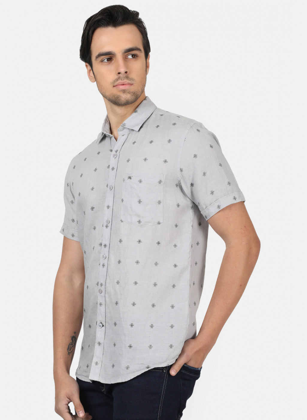 Men Grey Printed Shirts