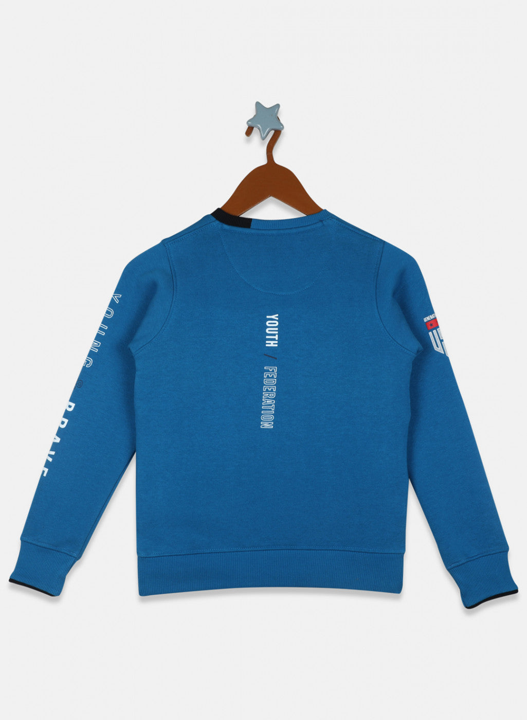 Boys Blue Printed Sweatshirt