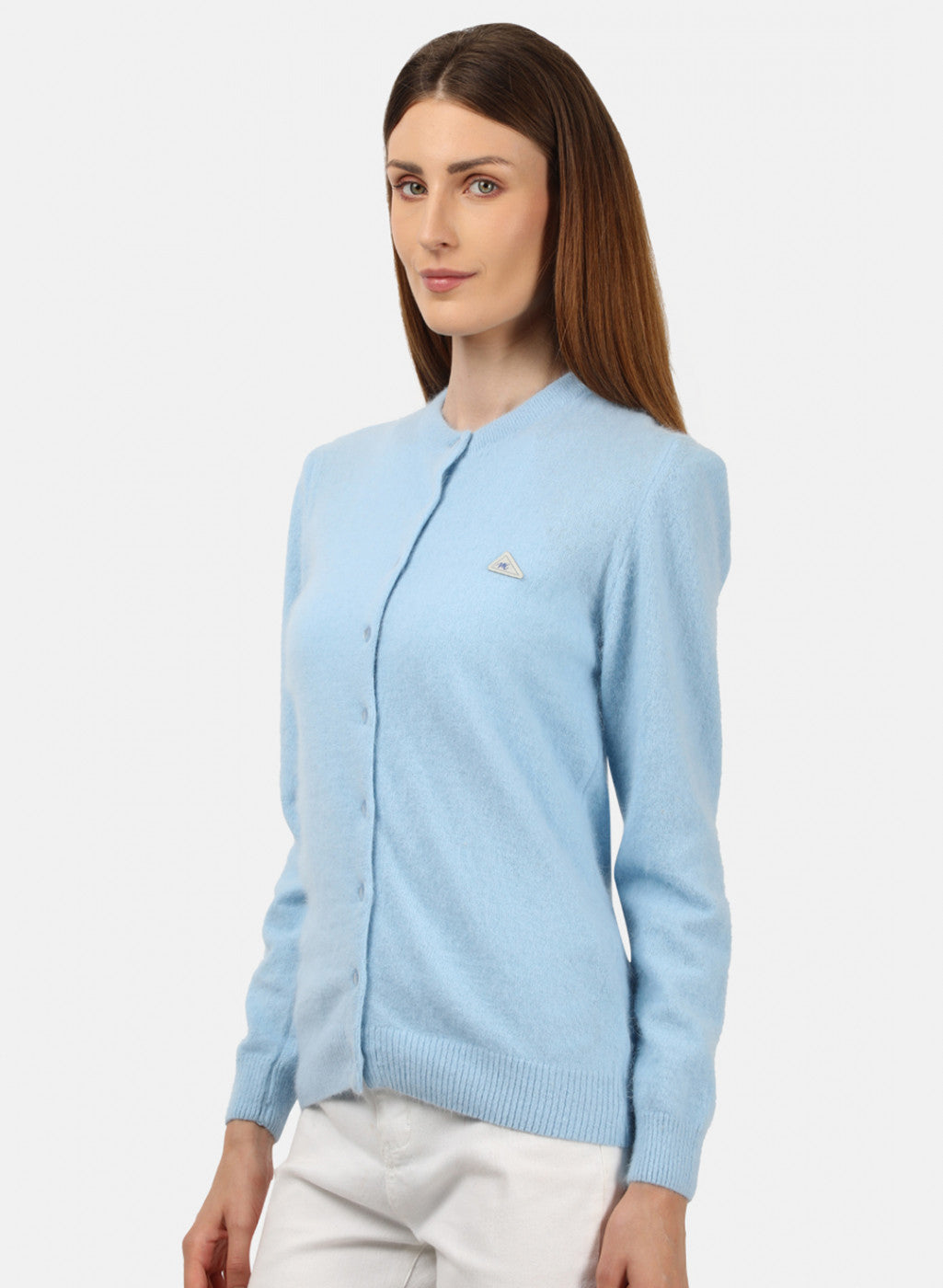 Women Sky Blue Solid Cardigan