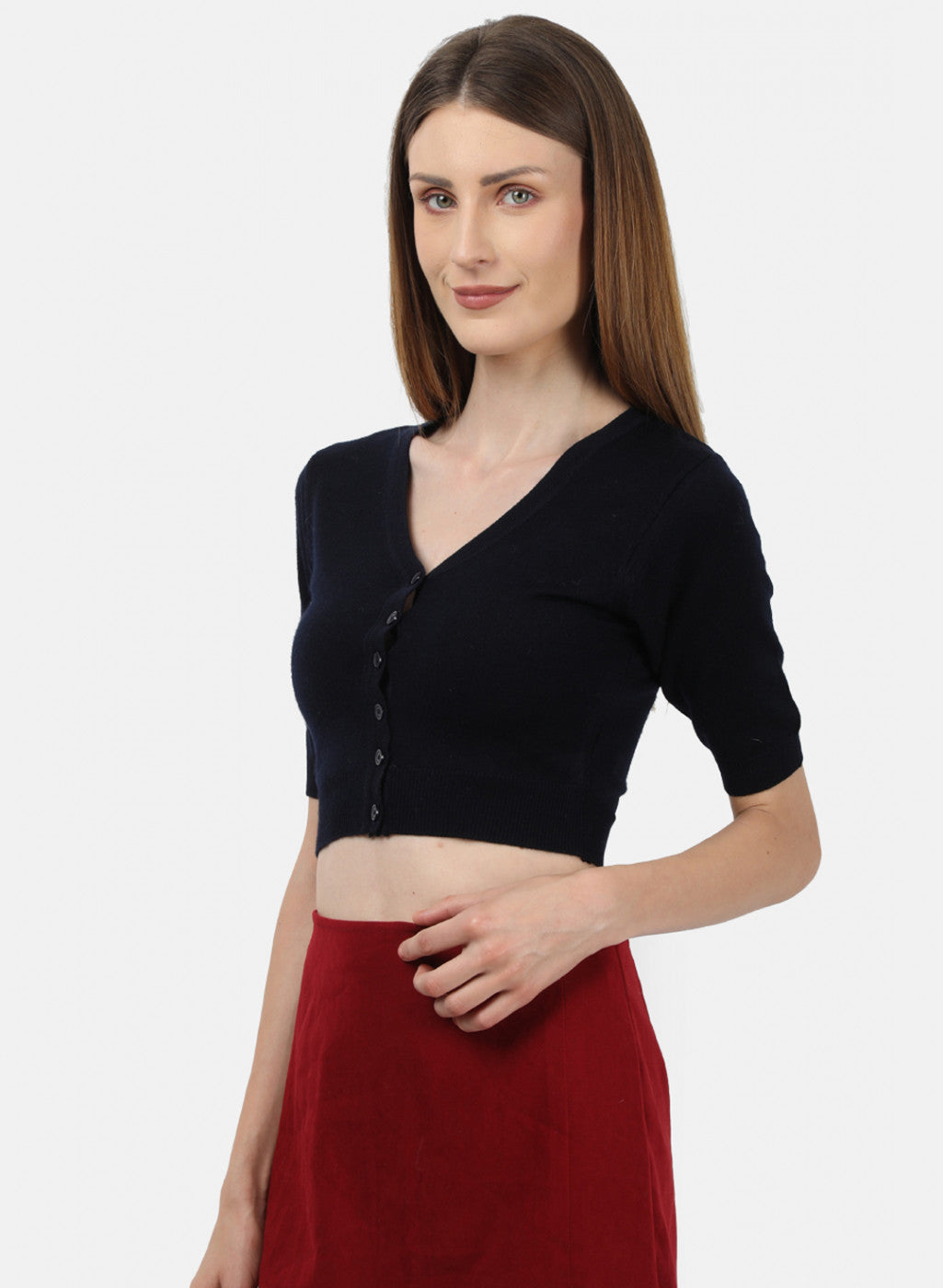 Women Navy Blue Solid Blouse