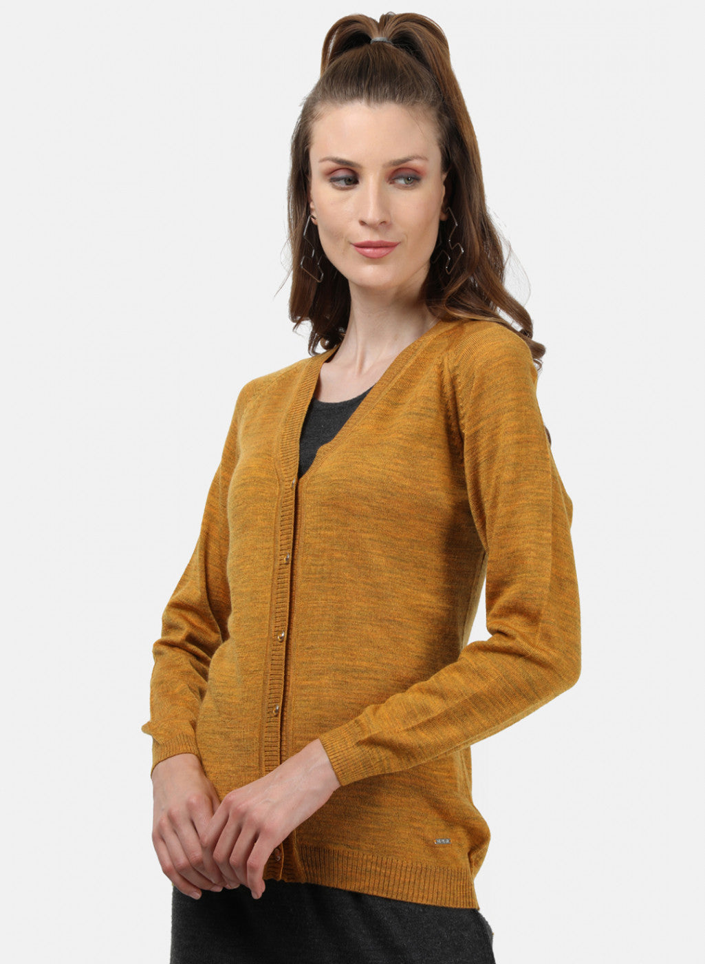 Women Yellow Solid Cardigan