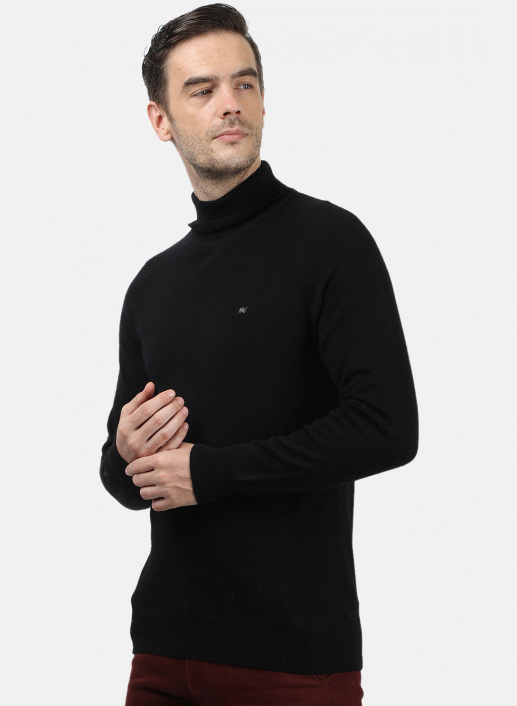 Men Black Solid Pullover