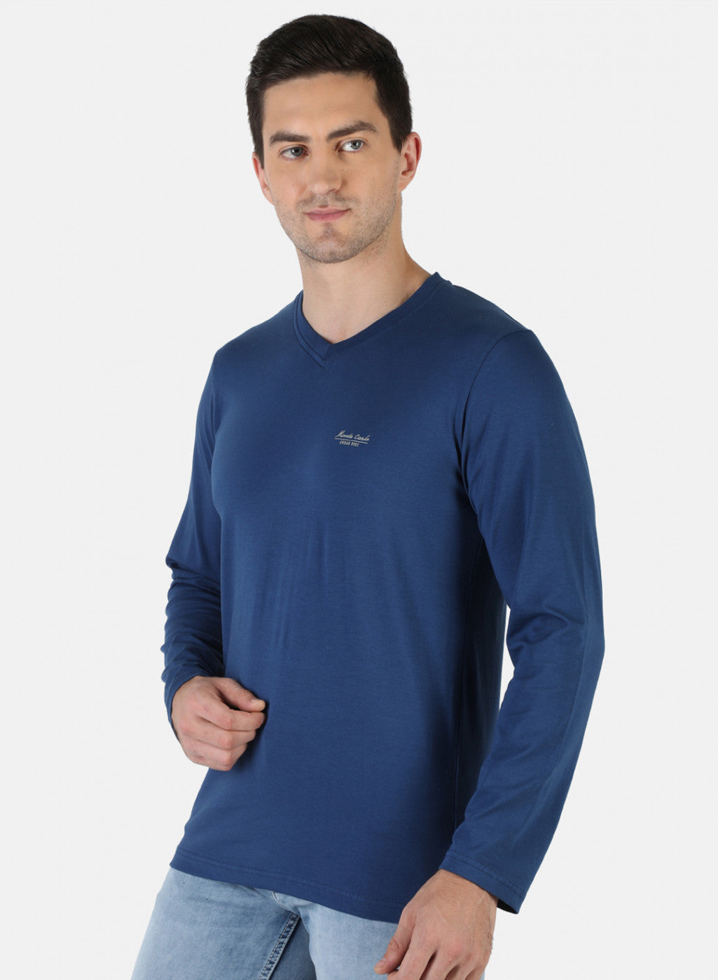 Men Blue Plain T-Shirt