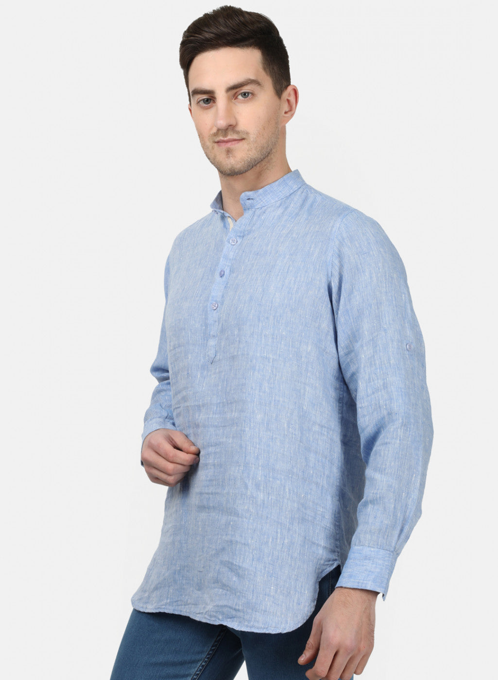 Mens Sky Blue Solid Shirts