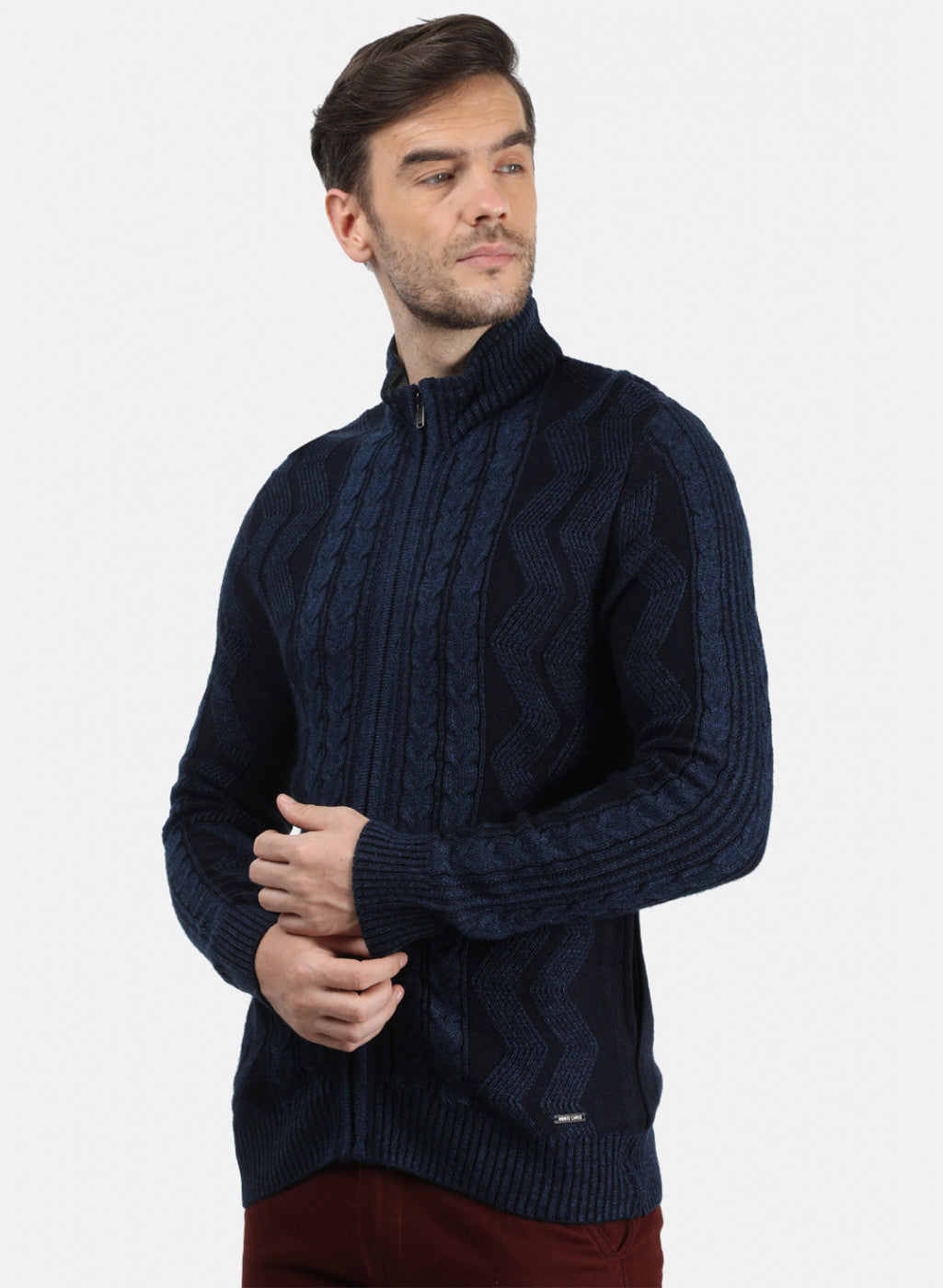 Men Blue Solid Pullover