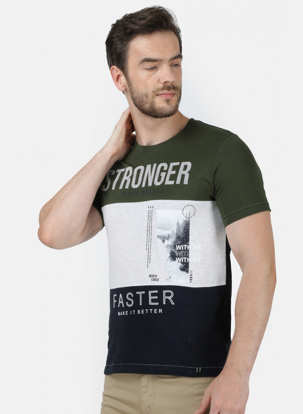 Mens Olive Printed T-Shirt