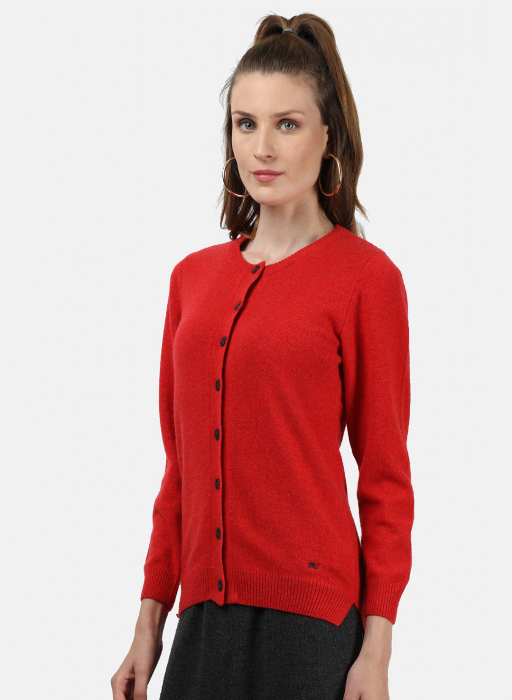 Women Red Solid Cardigan