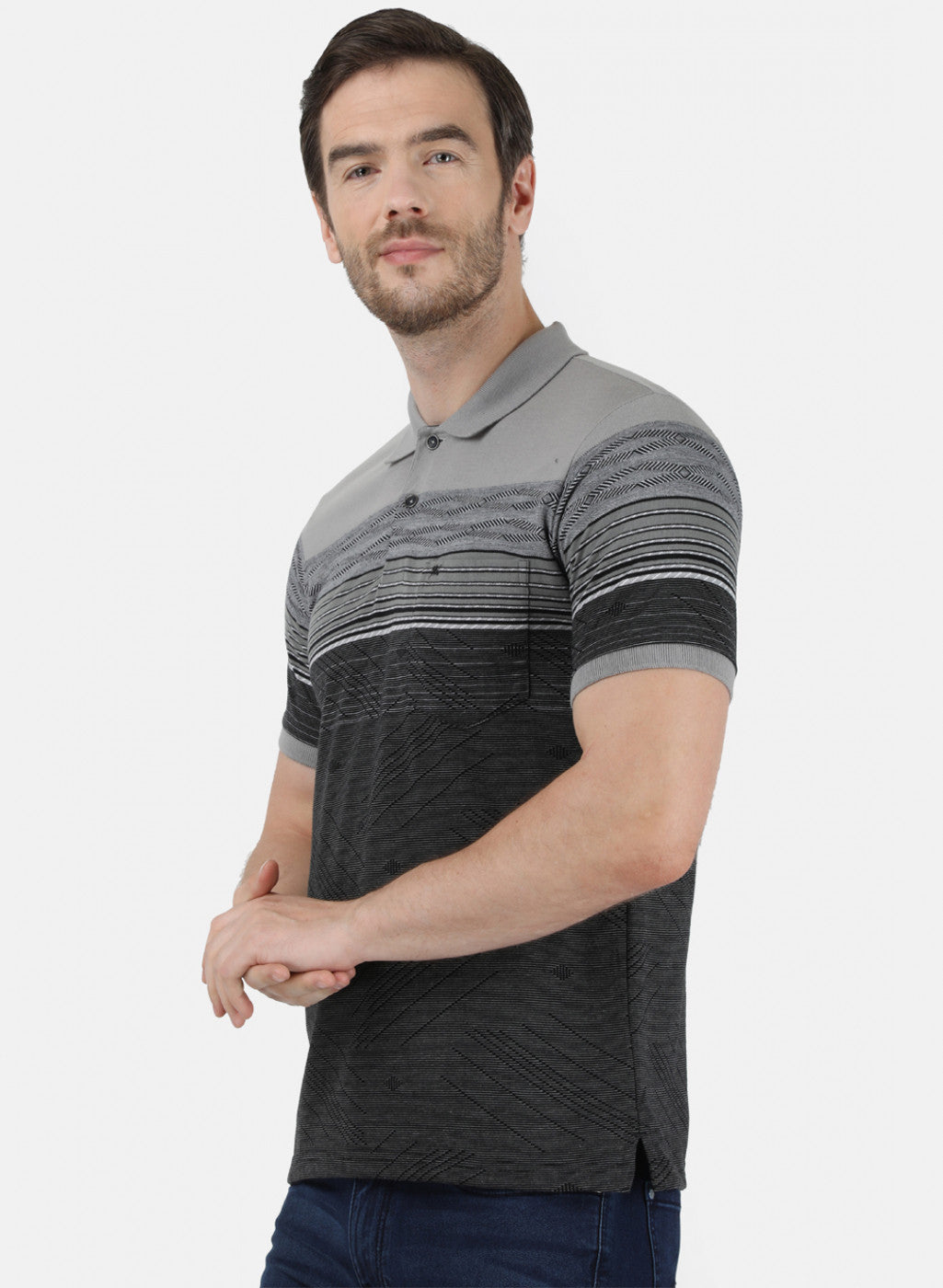 Mens Grey Stripe T-Shirt