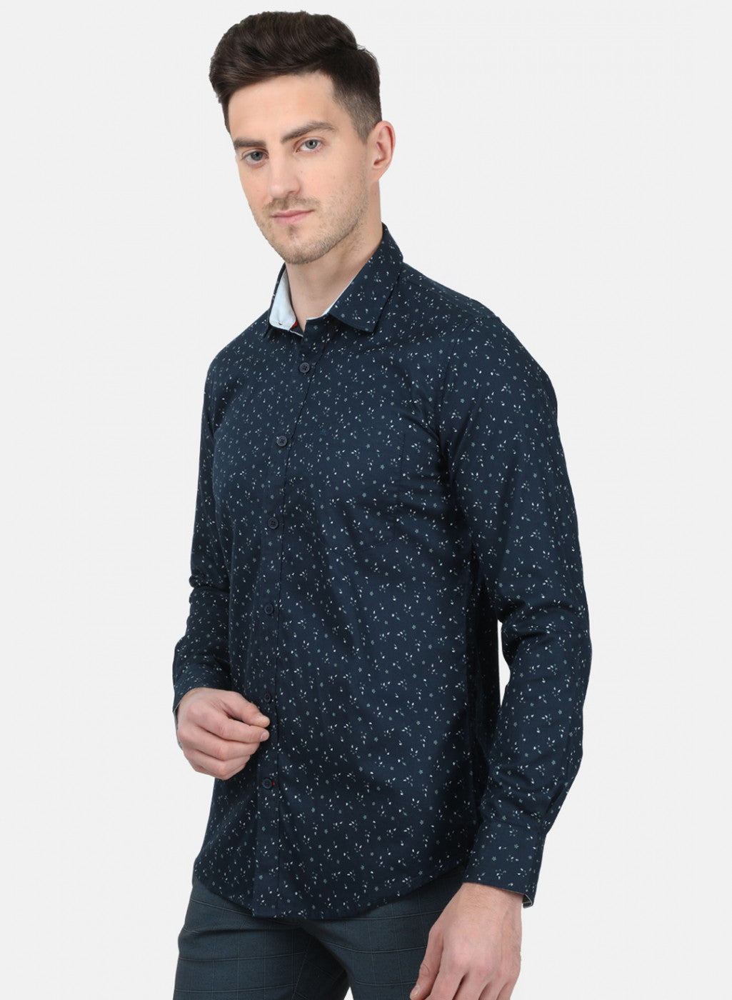 Mens NAvy Blue Printed Shirt