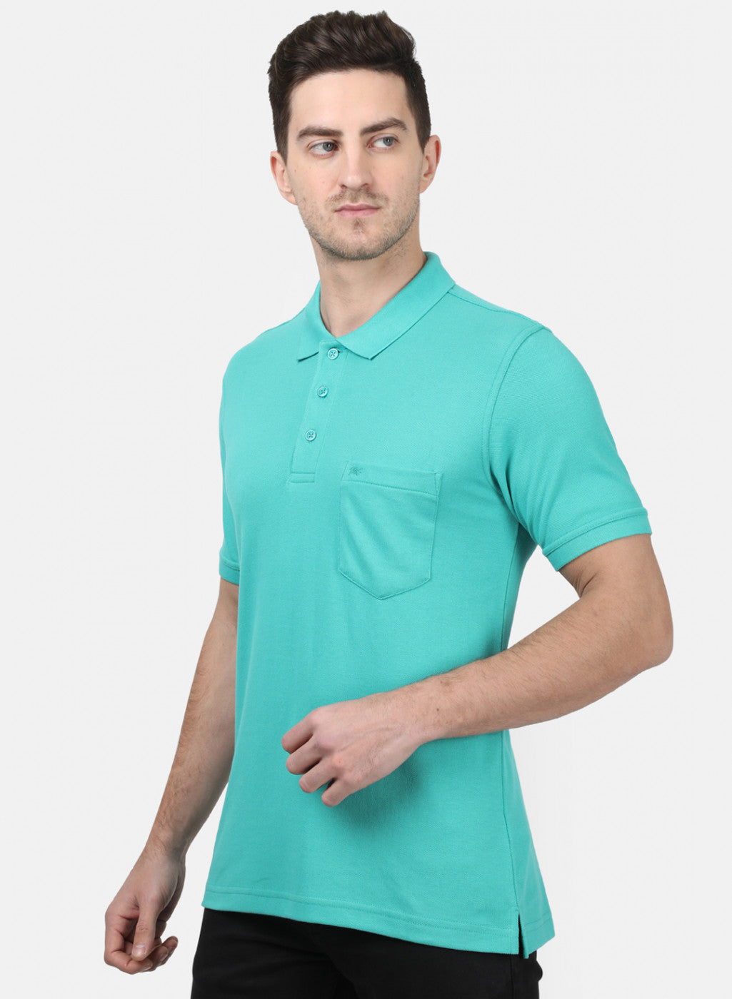 Mens Sea Green Plain T-Shirts