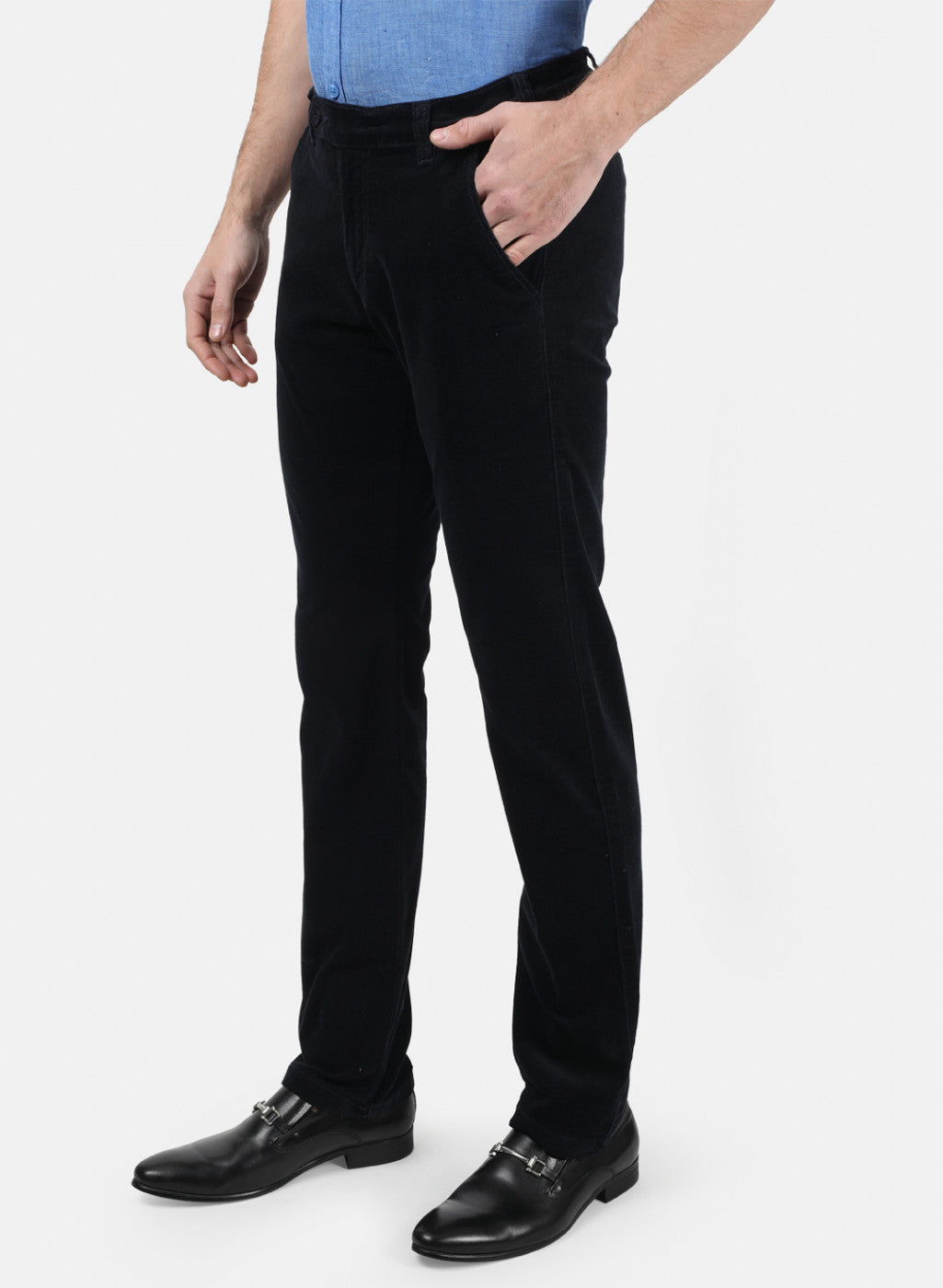 Men NAvy Blue Plain Trousers